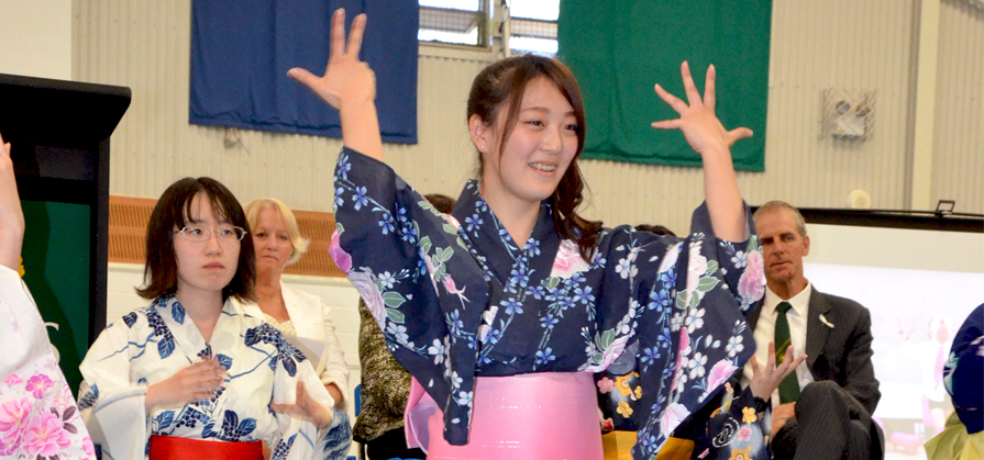 Japanese students performing