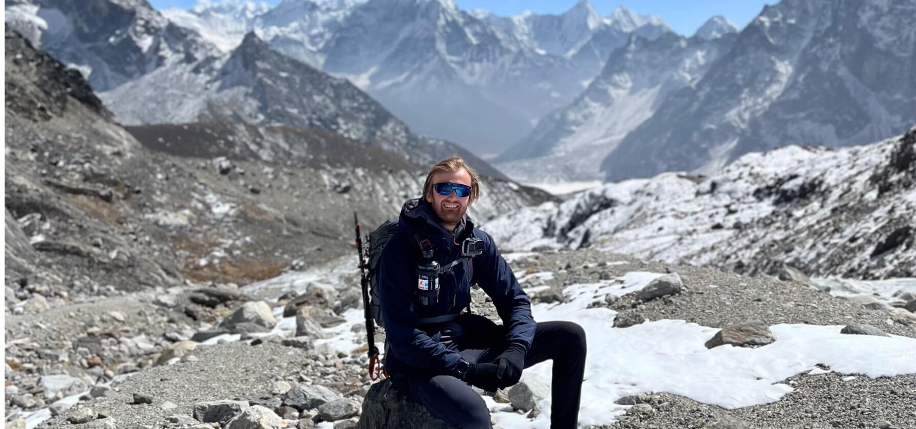 Harry hiking Mt Everest