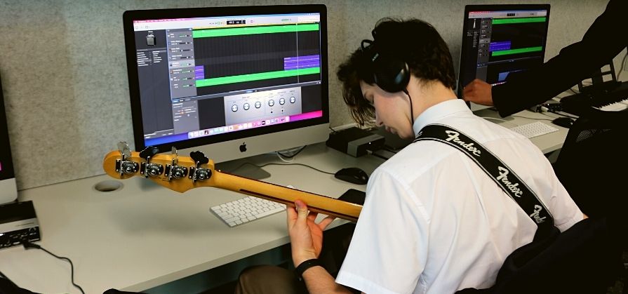 Students get creative in the new music studio at CCGS