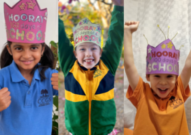 students celebrated 100 Days of school from home